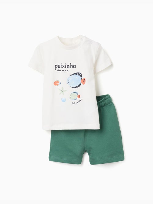 T-shirt en coton avec imprimé poisson + short - Kiabi