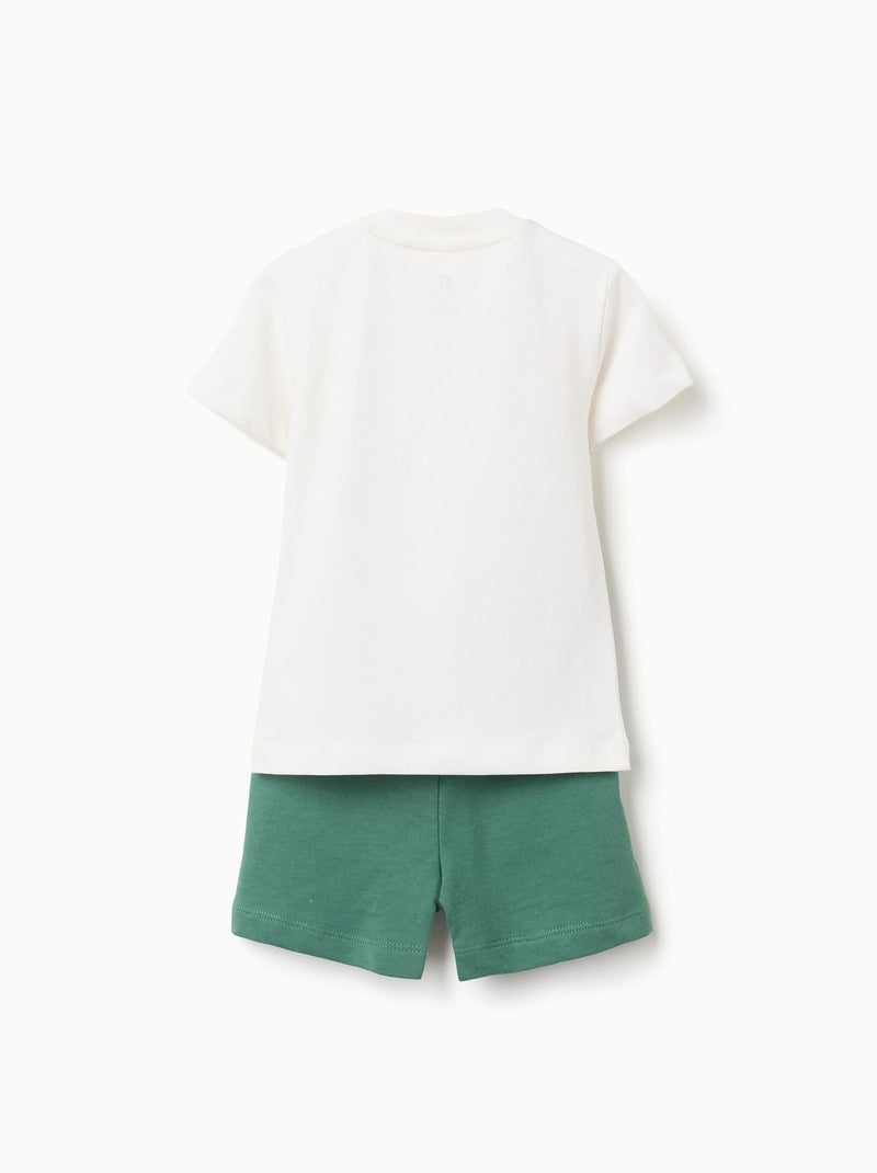 T-shirt en coton avec imprimé poisson + short Vert foncé - Kiabi