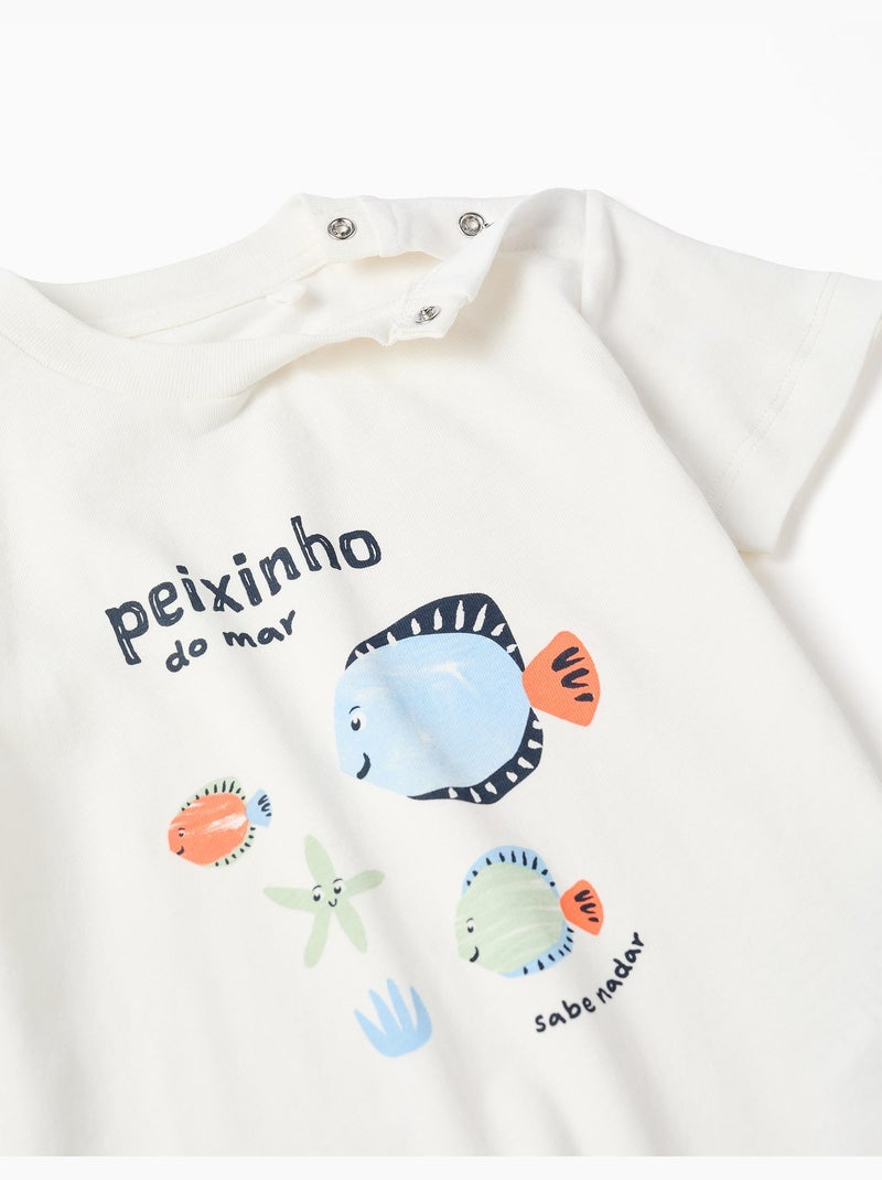 T-shirt en coton avec imprimé poisson + short Vert foncé - Kiabi