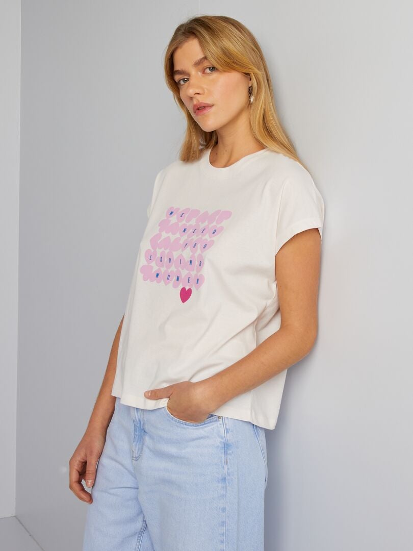 T-shirt en coton avec imprimé Rose clair - Kiabi