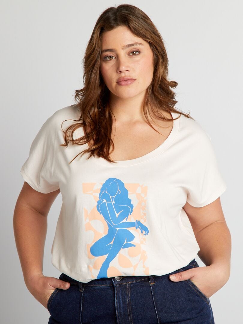T-shirt en coton avec imprimé Rose pâle - Kiabi