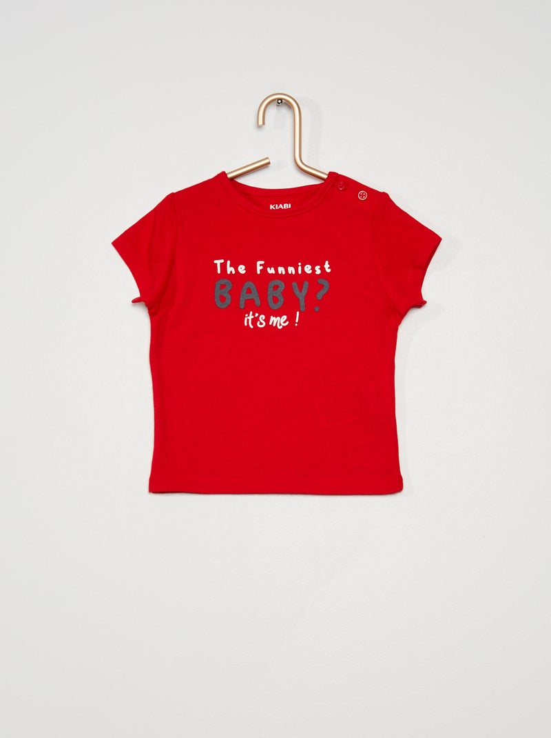 T-shirt en coton avec imprimé Rouge - Kiabi
