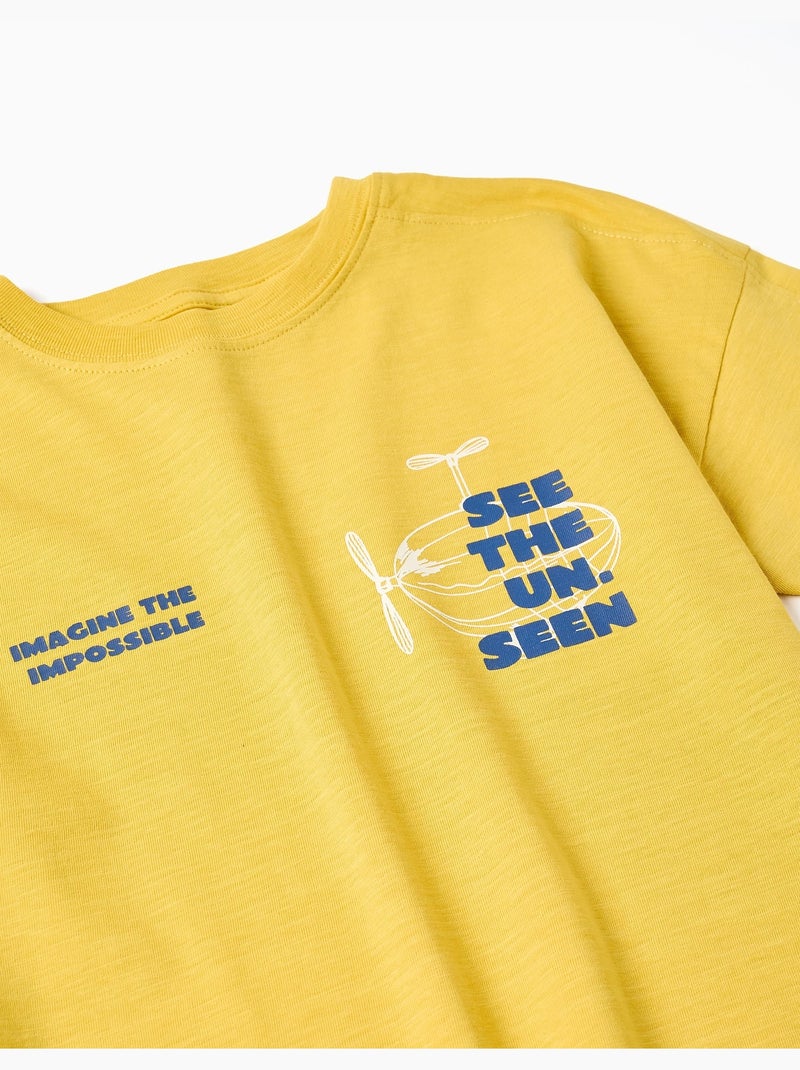 T-shirt en coton avec imprimé See the Unseen Jaune foncé - Kiabi
