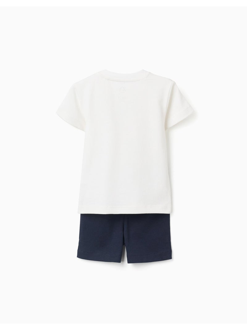 T-shirt en coton avec imprimé + short Bleu Bleu - Kiabi