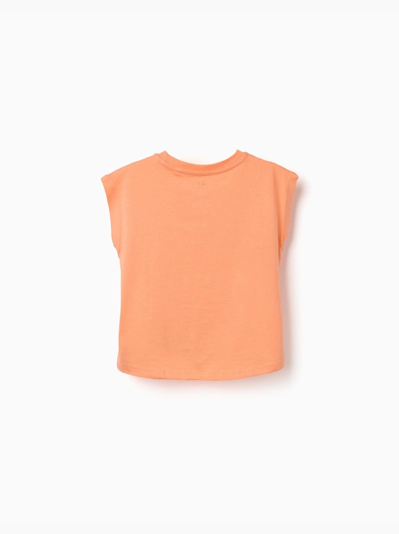 T-shirt en coton avec imprimé soleil et palmiers Orange - Kiabi
