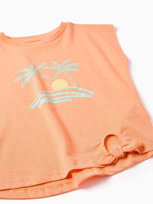 T-shirt en coton avec imprimé soleil et palmiers - Kiabi