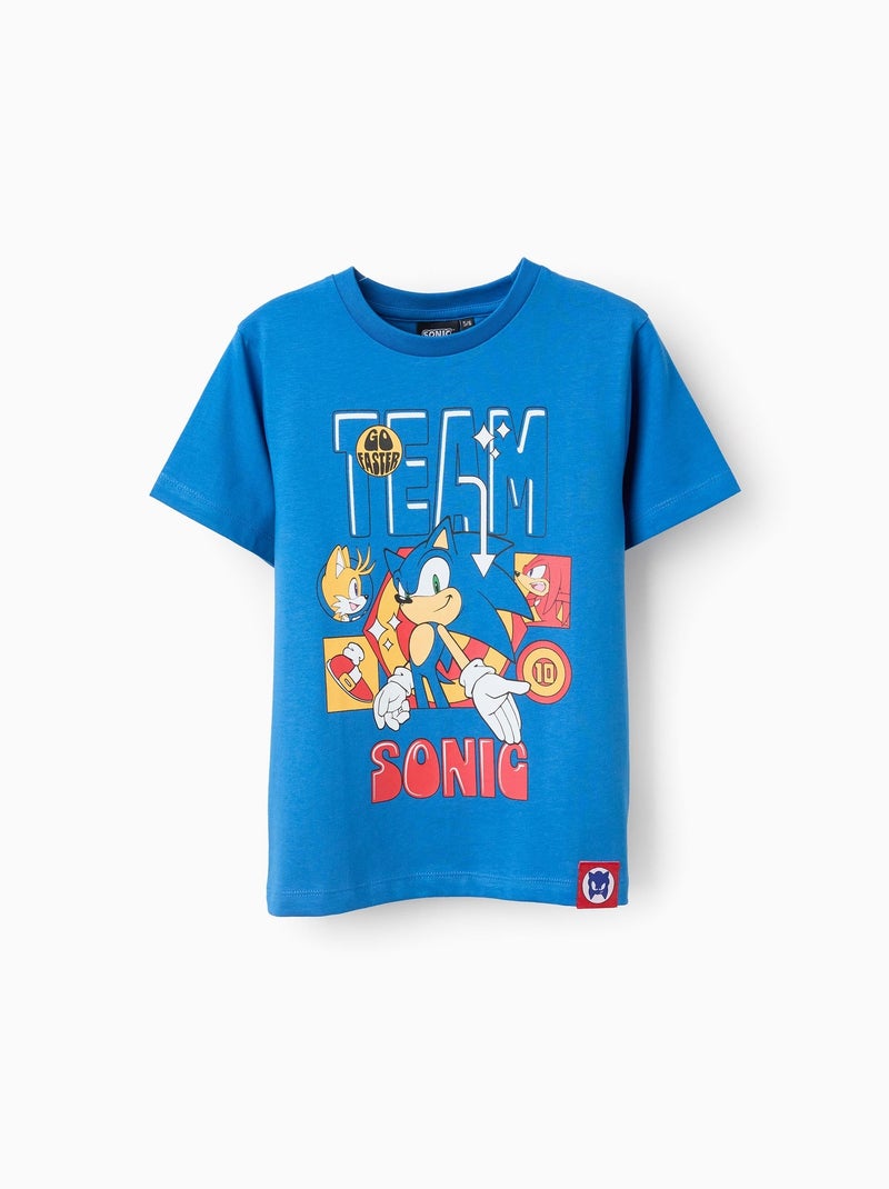 T-Shirt en Coton avec Imprimé Sonic Bleu - Kiabi