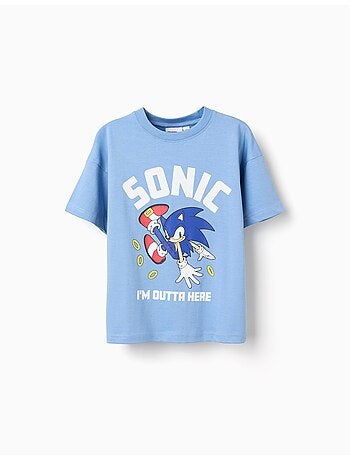 T-shirt en coton avec imprimé Sonic sur le devant