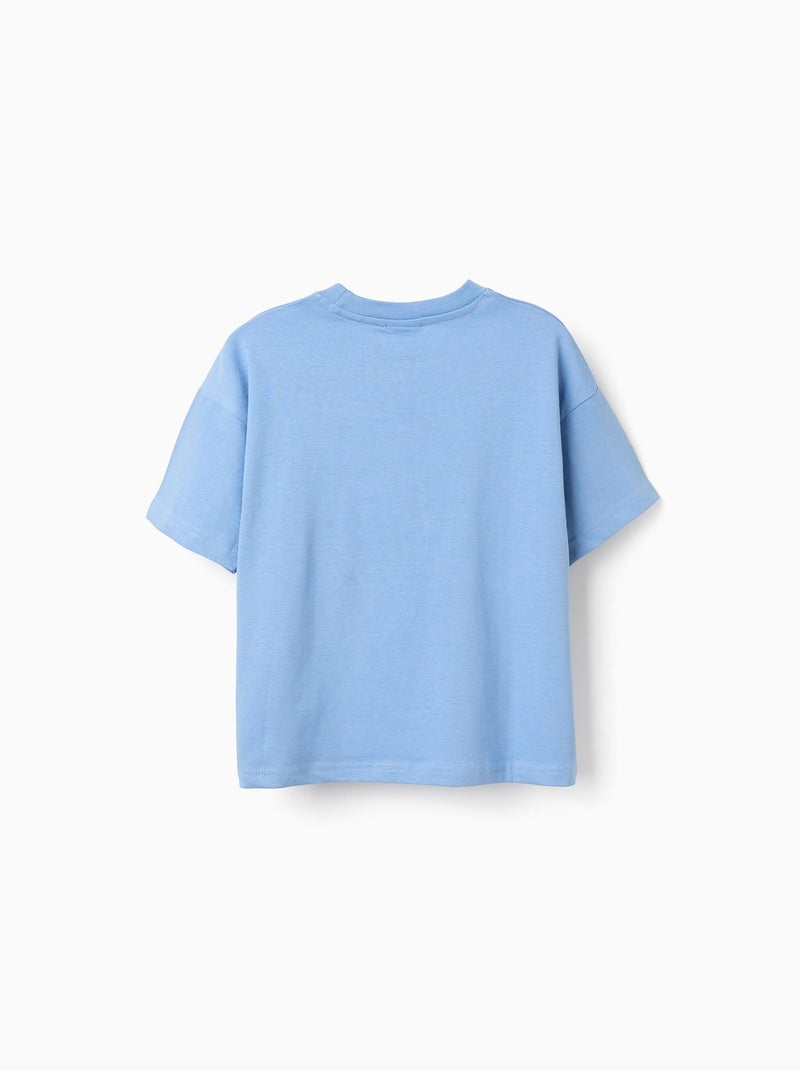 T-shirt en coton avec imprimé Sonic sur le devant Bleu clair - Kiabi