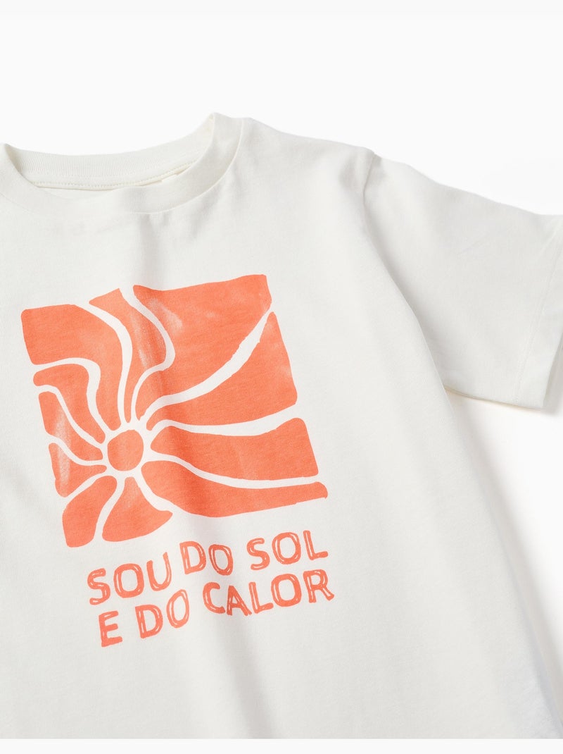 T-shirt en coton avec imprimé Sou do Sol Blanc - Kiabi