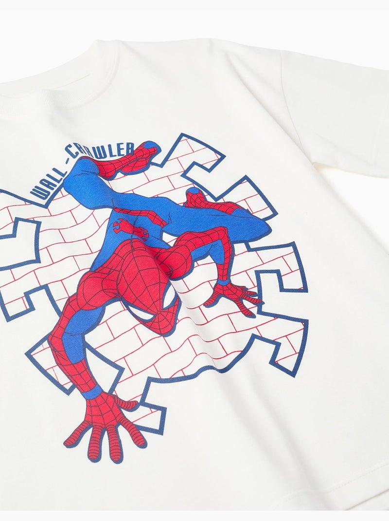 T-shirt en coton avec imprimé Spider-Man Blanc - Kiabi
