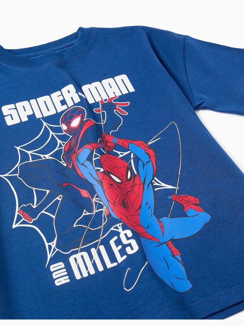 T-shirt en coton avec imprimé Spider-Man Bleu foncé - Kiabi