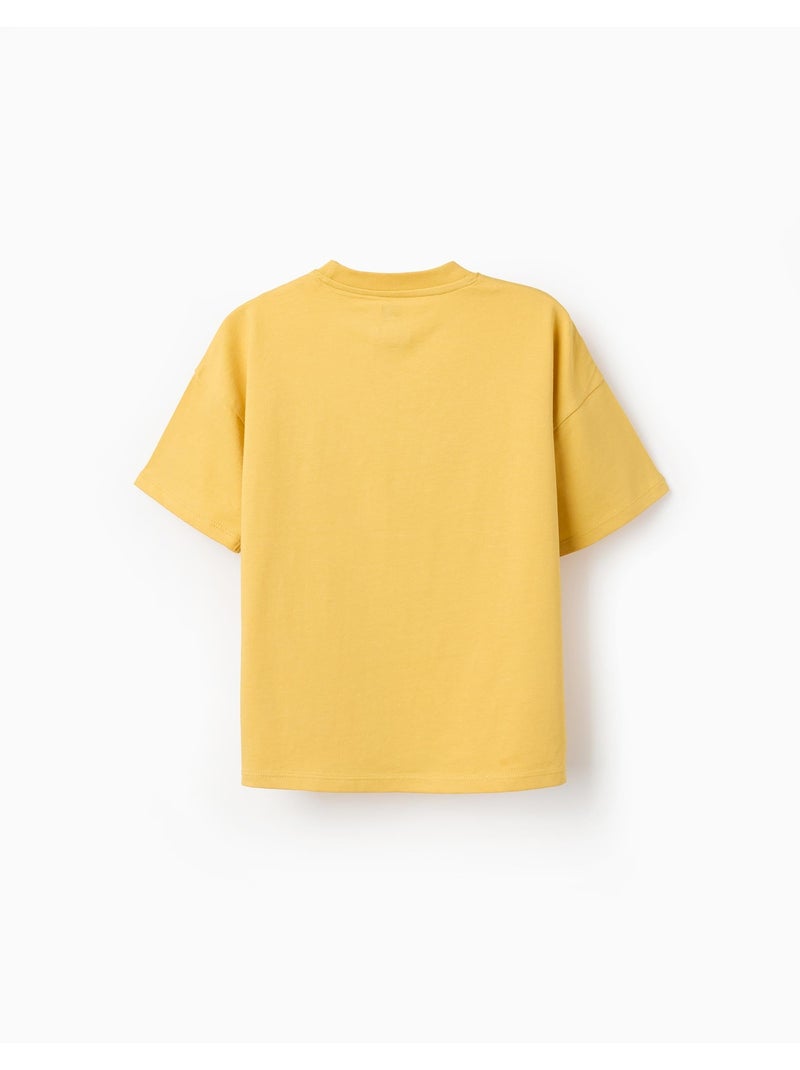 T-shirt en coton avec imprimé Spider-Man et Iron-man Jaune foncé - Kiabi