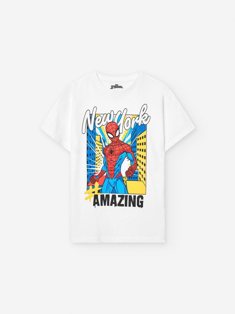 T-shirt en Coton avec Imprimé Spiderman Blanc - Kiabi