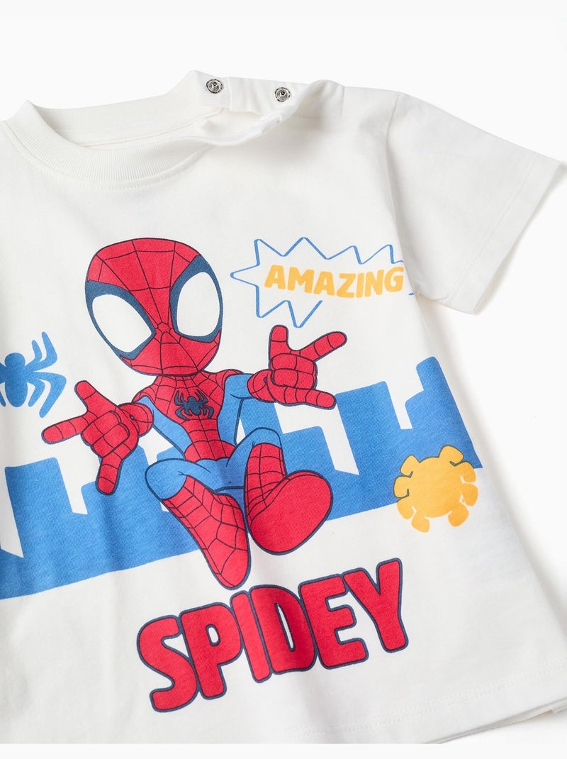 T-shirt en coton avec imprimé Spidey Blanc - Kiabi