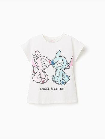 T-shirt en coton avec imprimé Stitch et Angel