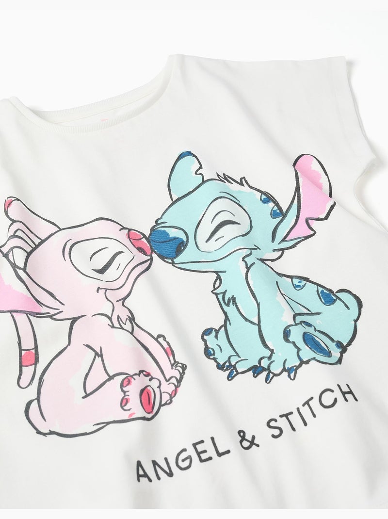 T-shirt en coton avec imprimé Stitch et Angel Blanc - Kiabi