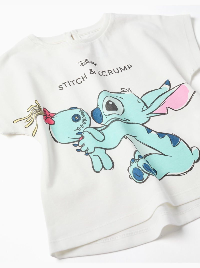T-shirt en coton avec imprimé Stitch et Scrump Blanc - Kiabi