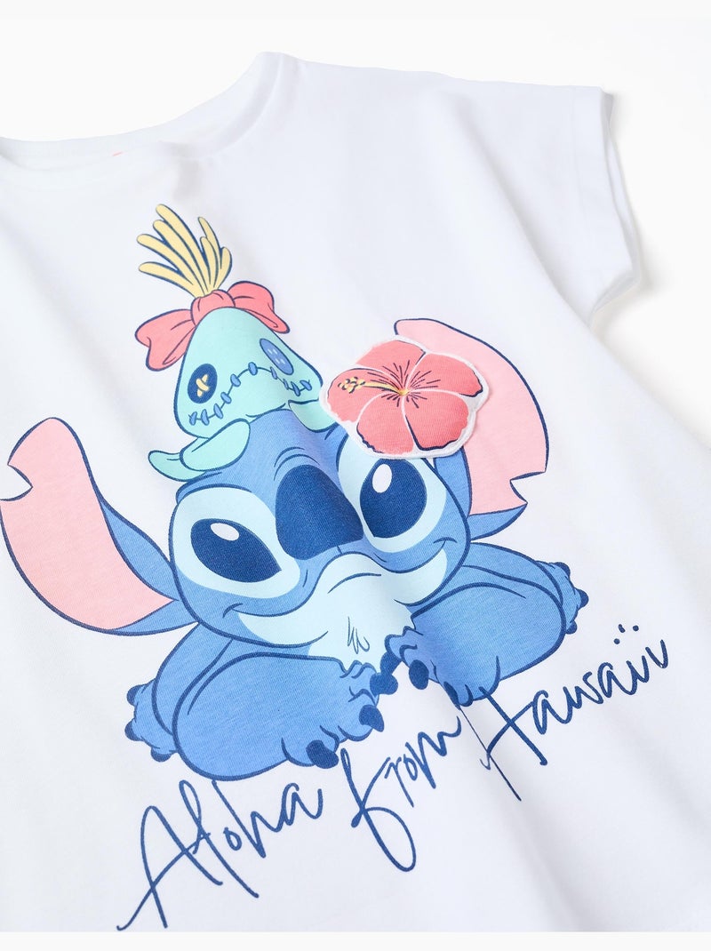 T-shirt en coton avec imprimé Stitch et Scrump Blanc - Kiabi