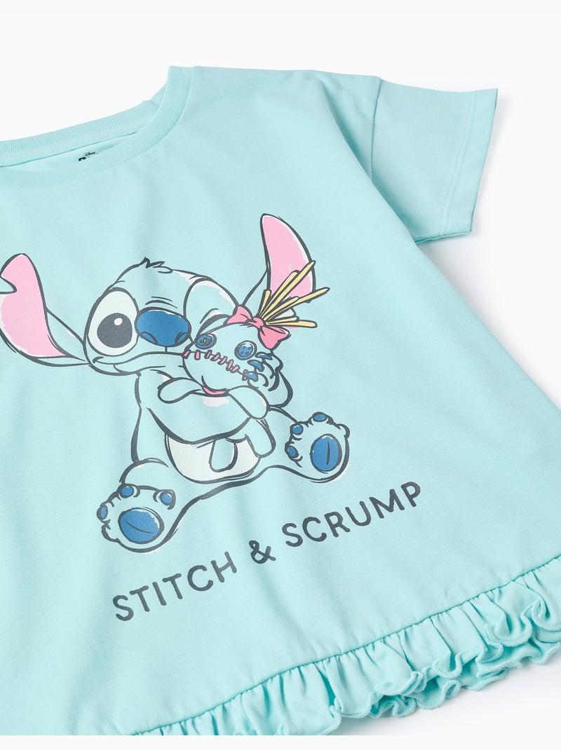 T-shirt en coton avec imprimé Stitch et Scrump Bleu clair - Kiabi