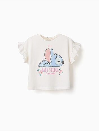 T-shirt en coton avec imprimé Stitch et volants
