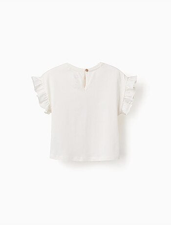 T-shirt en coton avec imprimé Stitch et volants