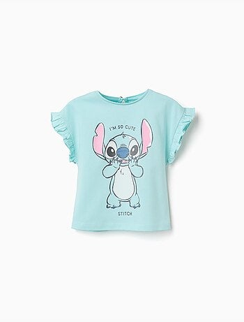 T-shirt en coton avec imprimé Stitch et volants