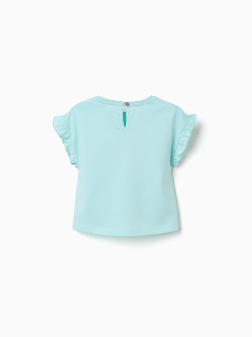 T-shirt en coton avec imprimé Stitch et volants - Kiabi