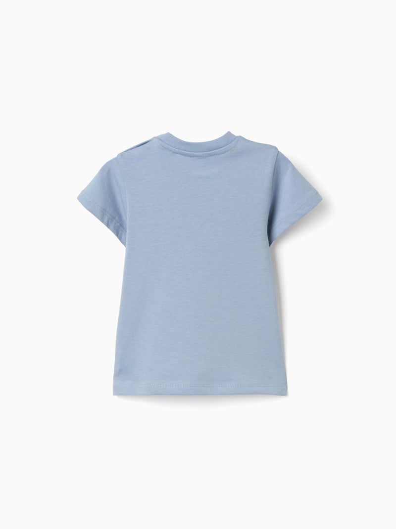 T-shirt en coton avec imprimé Stroky Bleu clair - Kiabi