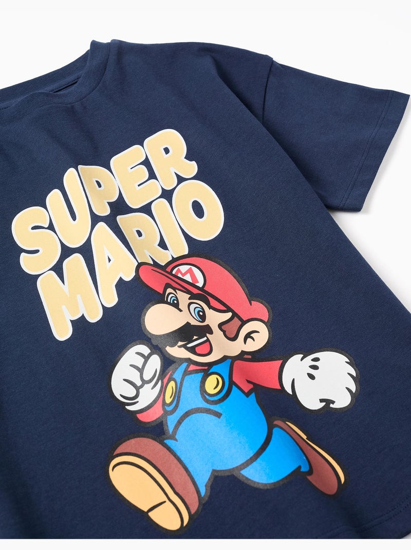 T-shirt en coton avec imprimé Super Mario Bleu foncé - Kiabi