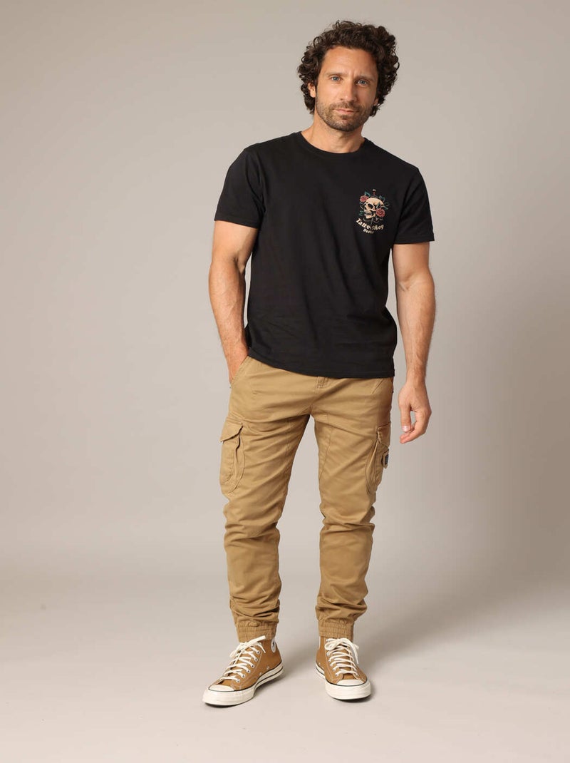 T-shirt en coton avec imprimé « Tattoo Shop » au dos et motif tête de mort sur le devant
 'Deeluxe' gris anthracite - Kiabi