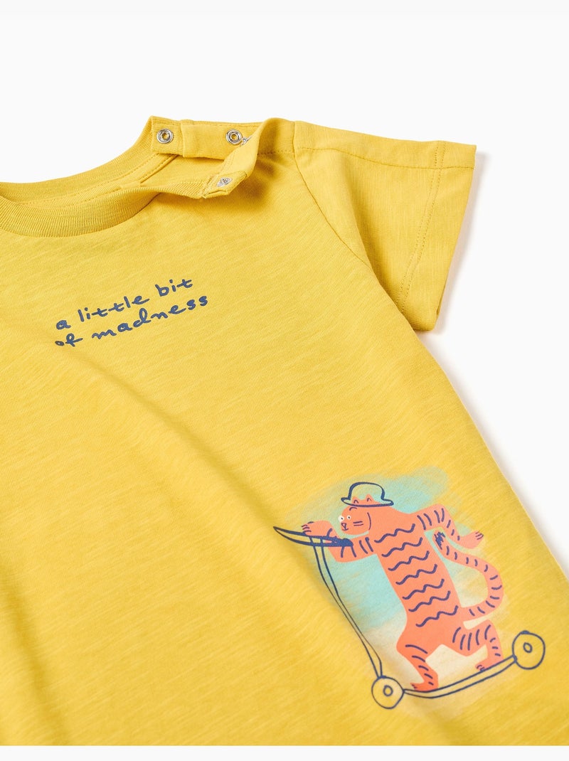 T-shirt en coton avec imprimé tigre Jaune foncé - Kiabi