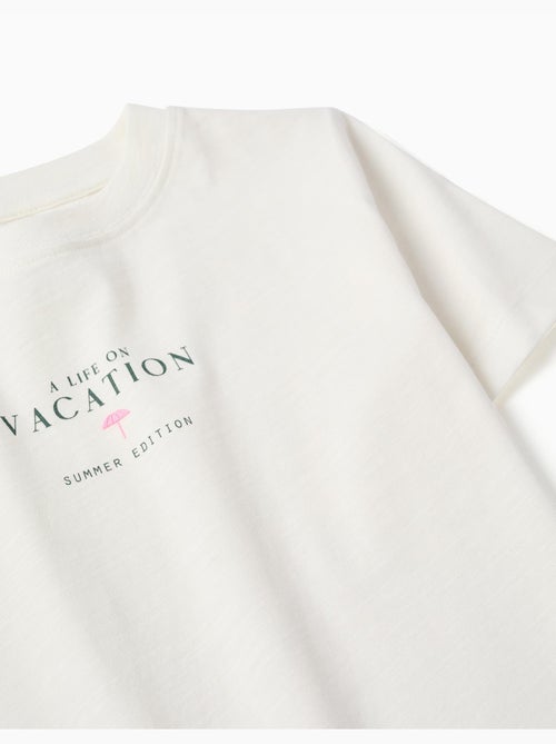T-shirt en coton avec imprimé Vacation - Kiabi