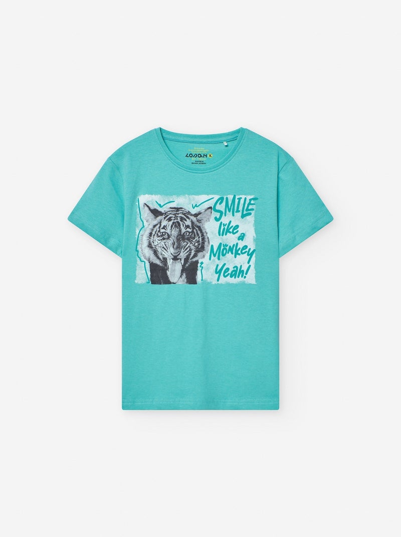 T-shirt en Coton avec Imprimé Vert clair - Kiabi