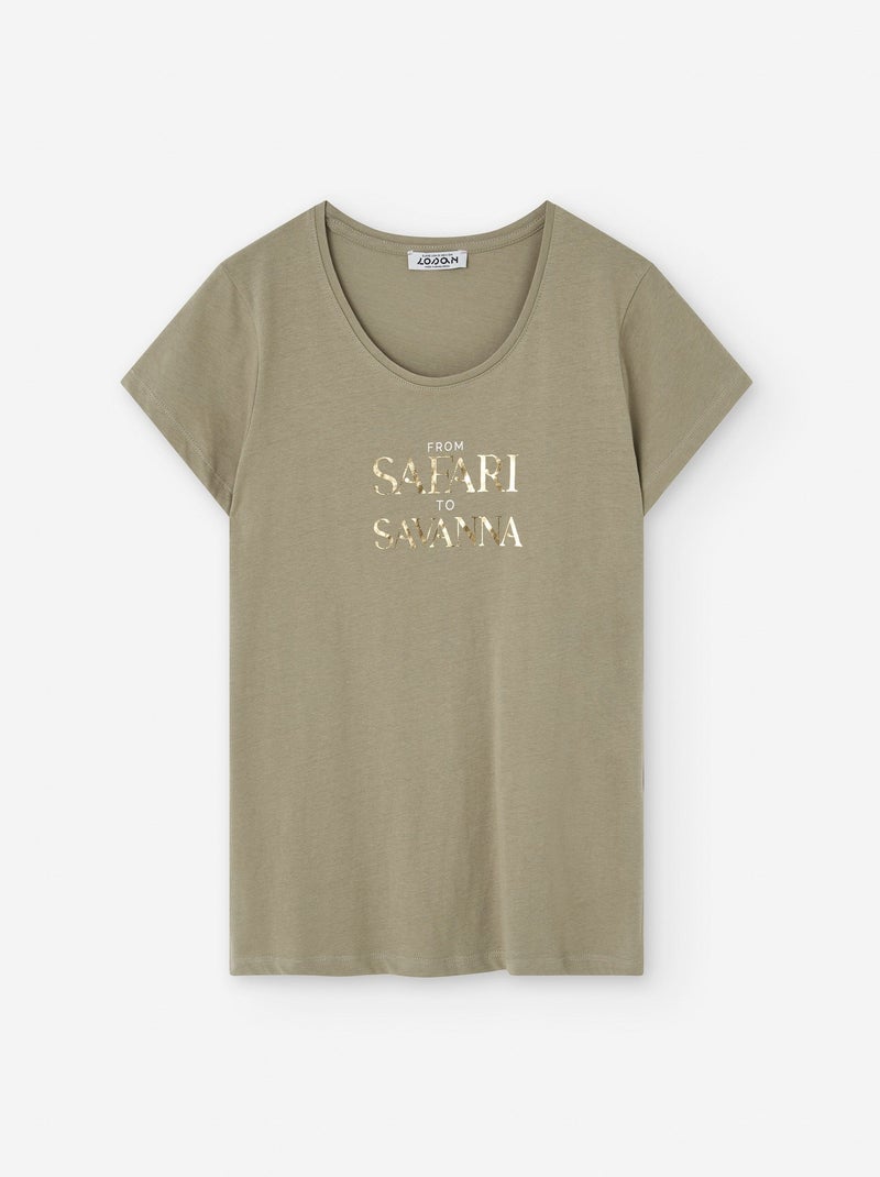 T-Shirt en Coton avec Imprimé Vert - Kiabi