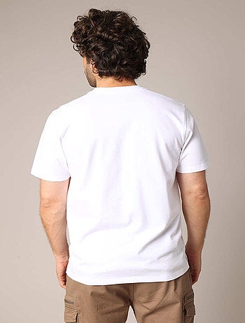 T-shirt en coton avec imprimé voiture rétro sur le devant, coupe droite et col rond. 'Deeluxe'