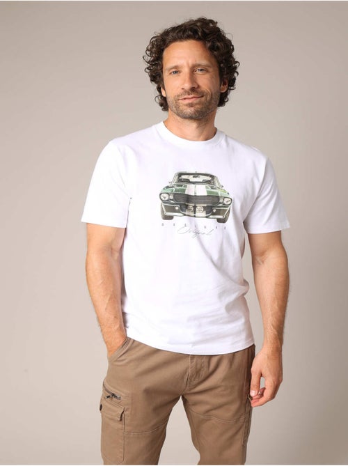 T-shirt en coton avec imprimé voiture rétro sur le devant, coupe droite et col rond. 'Deeluxe' - Kiabi