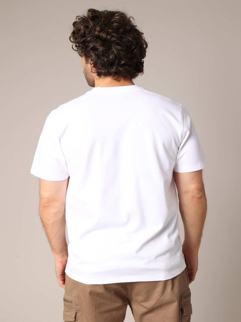 T-shirt en coton avec imprimé voiture rétro sur le devant, coupe droite et col rond. 'Deeluxe' Blanc - Kiabi