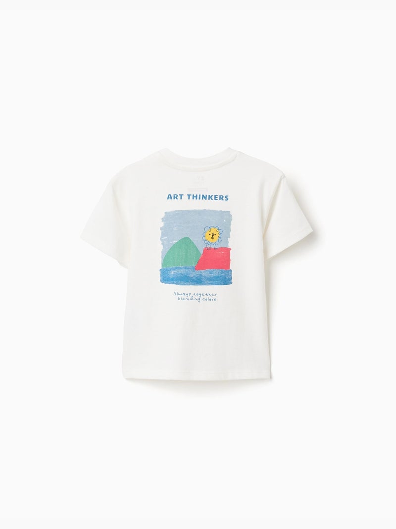 T-shirt en coton avec imprimés Art Thinkers Blanc - Kiabi