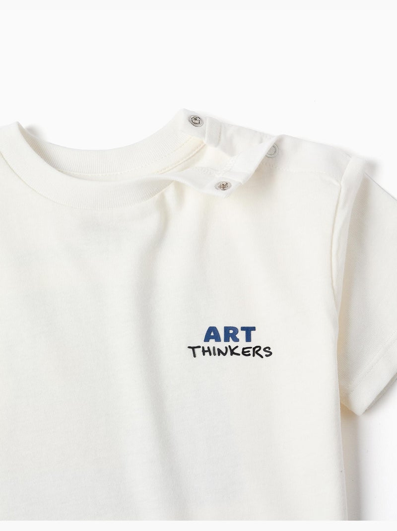 T-shirt en coton avec imprimés Art Thinkers Blanc - Kiabi