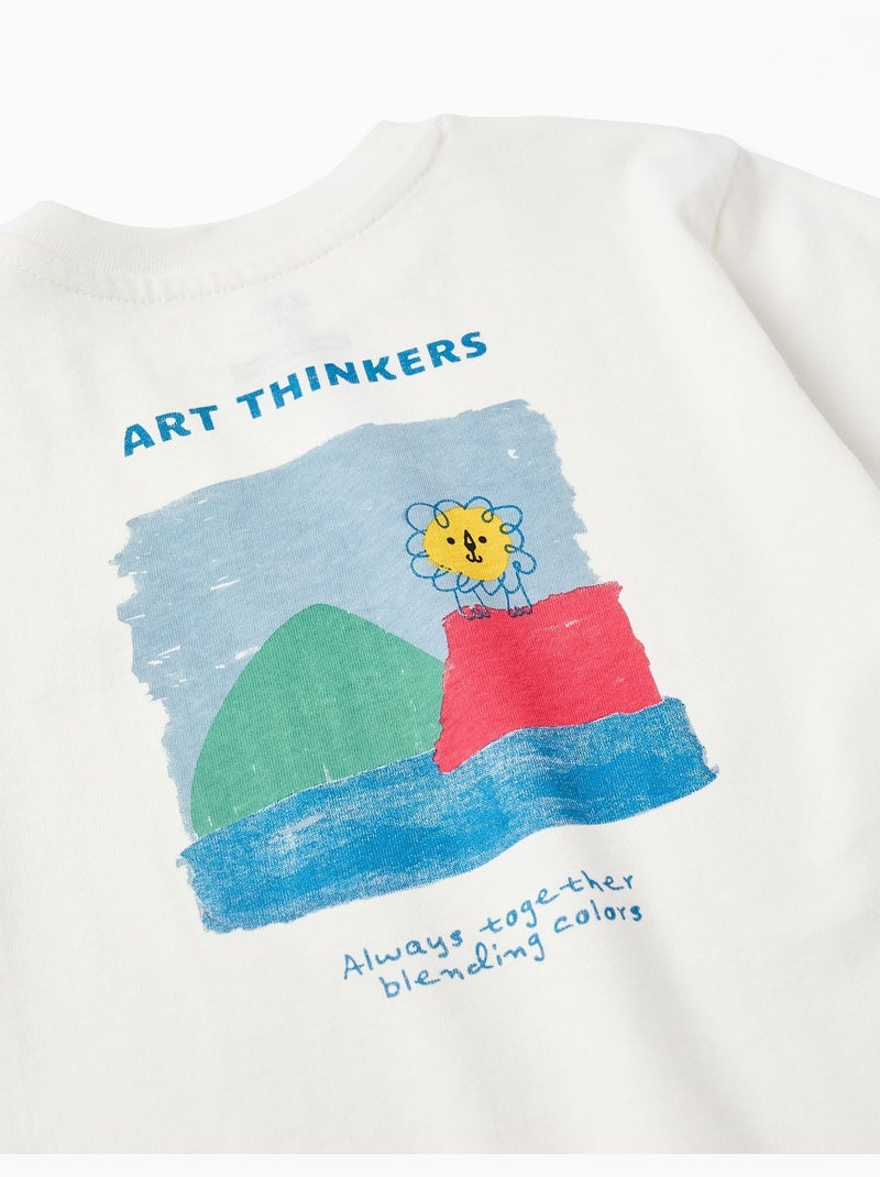 T-shirt en coton avec imprimés Art Thinkers Blanc - Kiabi
