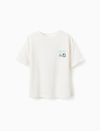 T-shirt en coton avec imprimés colorés de plage