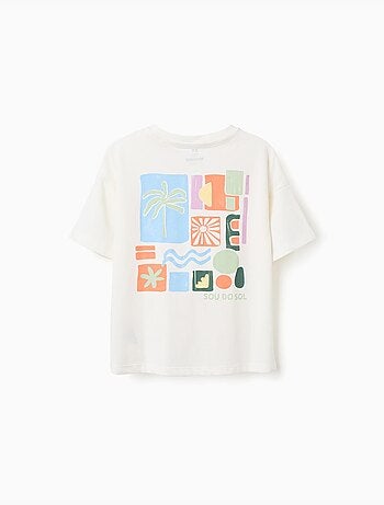 T-shirt en coton avec imprimés colorés de plage