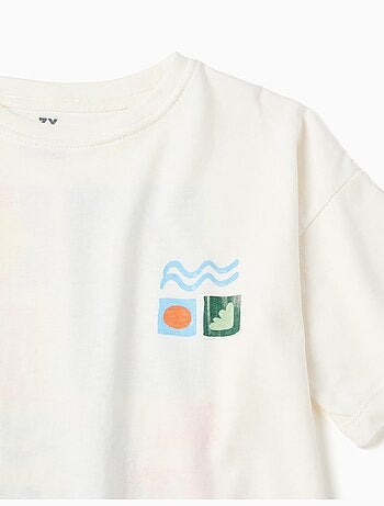 T-shirt en coton avec imprimés colorés de plage