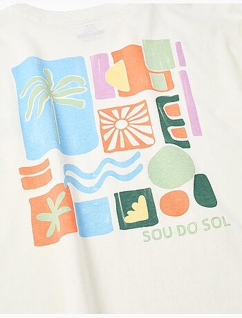 T-shirt en coton avec imprimés colorés de plage