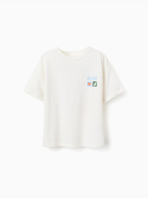 T-shirt en coton avec imprimés colorés de plage - Kiabi