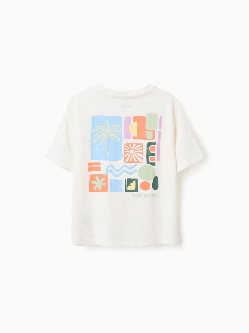 T-shirt en coton avec imprimés colorés de plage Blanc - Kiabi