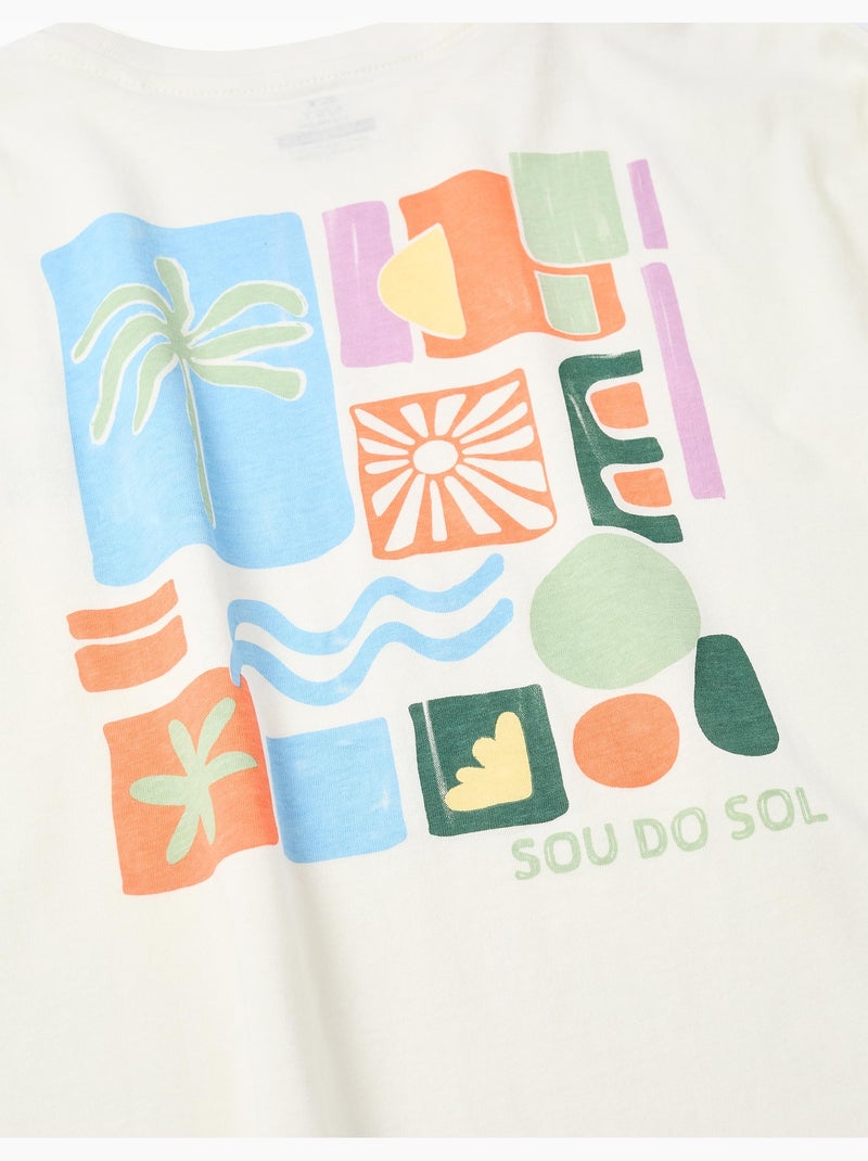 T-shirt en coton avec imprimés colorés de plage Blanc - Kiabi