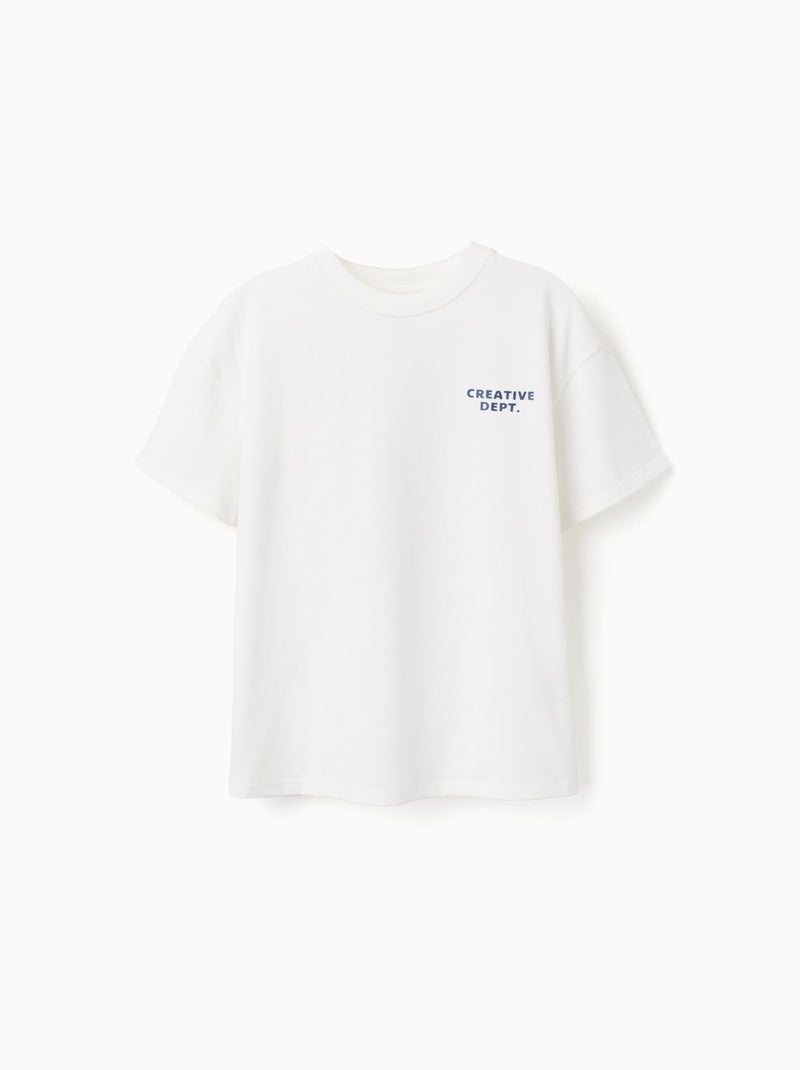 T-shirt en coton avec imprimés Creativity Blanc - Kiabi