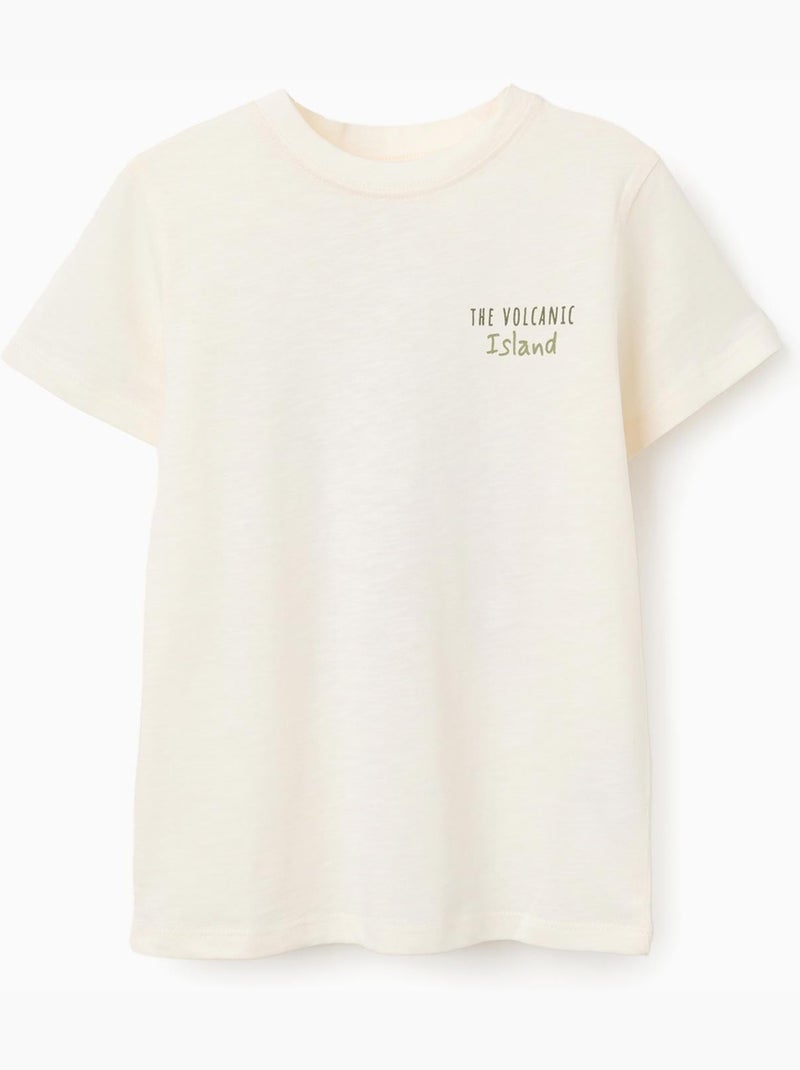 T-shirt en coton avec imprimés Lanzarote Beige clair - Kiabi